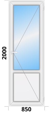 Пластиковая балконная дверь Rehau Termo design с глухим низом 850x2000